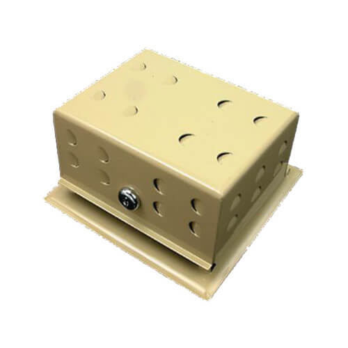 Main product image of 5-1/2" x 3-1/2" x 2-3/4" Steel Thermostat Guard with Solid Base (Beige Steel)
