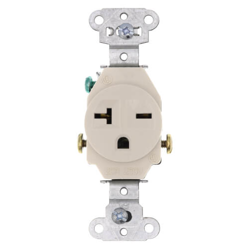 Main product image of Heavy-Duty Spec-Grade Single Receptacle, 2P, Side Wire, NEMA 6-20R - Light Almond (20A, 250V)
