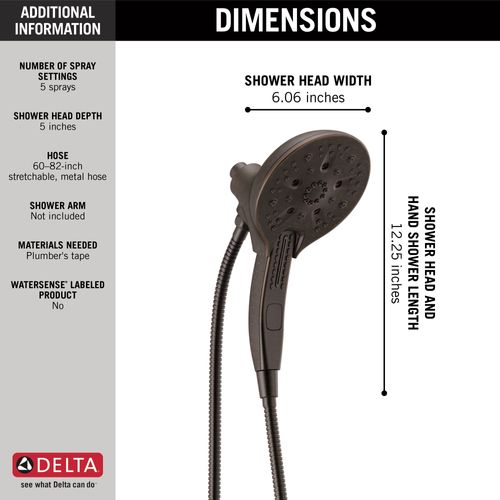Main product image of In2ition H2OKinetic 5-Setting 2-in-1 Shower, 2.5 GPM (Venetian Bronze), 58620-RB25-PK