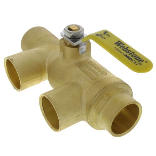 Main product image of 1-1/4" x 1-1/4" Pro-Pal Full Port Brass Ball Valve w/ Reversible Handle, Primary/Secondary Loop Purge Tee (600 WOG)