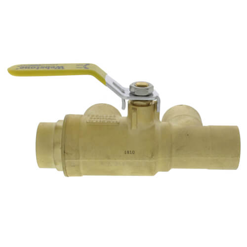 Main product image of 1-1/4" x 1-1/4" Pro-Pal Full Port Brass Ball Valve w/ Reversible Handle, Primary/Secondary Loop Purge Tee (600 WOG)