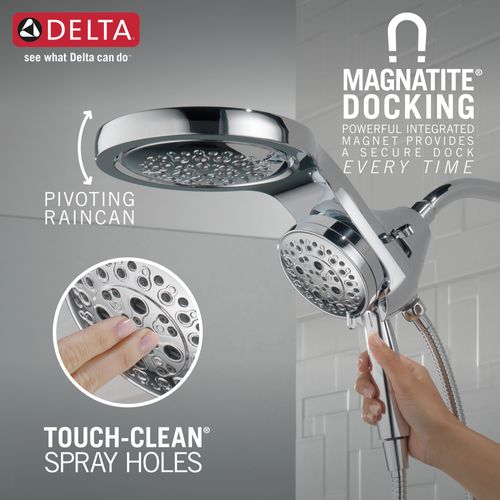Main product image of HydroRain H2OKinetic 5-Setting 2-in-1 Shower Head, 1.75 GPM (Lumicoat Chrome), 58680-PR