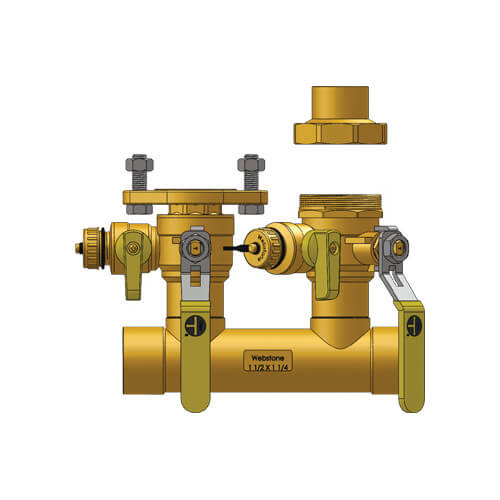 Main product image of 1-1/2" Sweat Run x 1-1/4" Hydro-Core Left Flange Manifold w/ 1-1/4" Sweat Union Connection