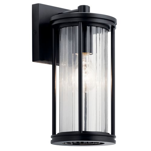 Main product image of Barras 11.5" 1 Light Outdoor Wall Light w/ Clear Ribbed Glass (Black)