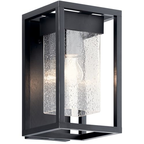 Main product image of Mercer 12" 1 Light Outdoor Wall Light w/ Clear Seeded Glass (Black) Finish