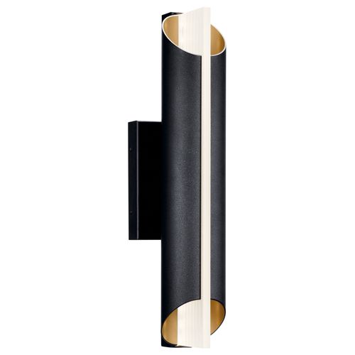 Main product image of Astalis 21" 1 LED Wall Light w/ Clear Ribbed Glass (Black) and Burnished Gold