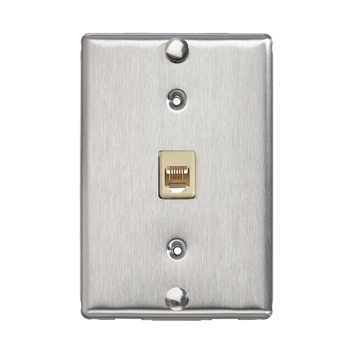 Main product image of Telephone Wall Jack, 6P6C, Screw Terminal, Stainless Steel
