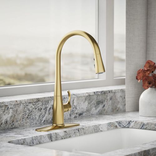 Main product image of Simplice 1-Handle Pull Down Swing Spout Kitchen Faucet (Moderne Brass), K-596-2MB