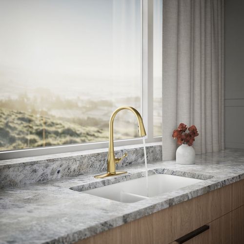 Main product image of Simplice 1-Handle Pull Down Swing Spout Kitchen Faucet (Moderne Brass), K-596-2MB