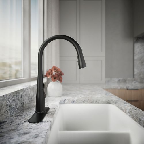 Main product image of Simplice 1-Handle Pull Down Swing Spout Kitchen Faucet (Matte Black), K-596-BL