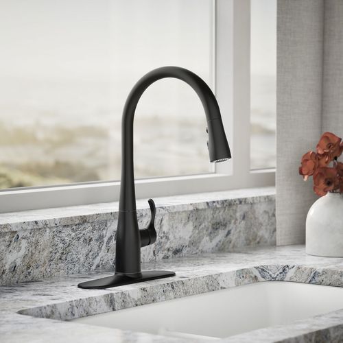 Main product image of Simplice 1-Handle Pull Down Swing Spout Kitchen Faucet (Matte Black), K-596-BL