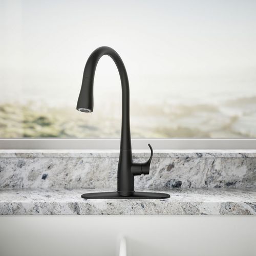 Main product image of Simplice 1-Handle Pull Down Swing Spout Kitchen Faucet (Matte Black), K-596-BL