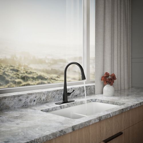Main product image of Simplice 1-Handle Pull Down Swing Spout Kitchen Faucet (Matte Black), K-596-BL