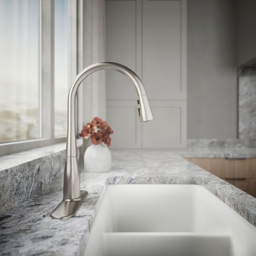 Main product image of Simplice 1-Handle Pull Down Swing Spout Kitchen Faucet (Vibrant Stainless), K-596-VS