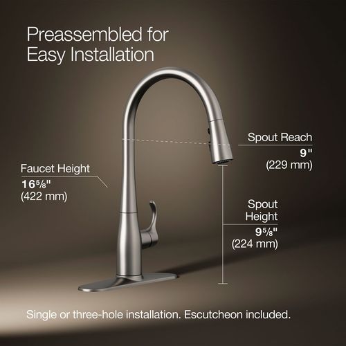 Main product image of Simplice 1-Handle Pull Down Swing Spout Kitchen Faucet (Vibrant Stainless), K-596-VS