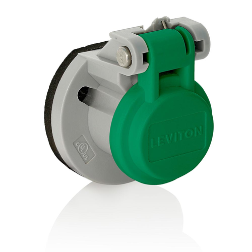 Main product image of Cam-Type Male/Female Panel Mount Receptacle Enclosure w/ Automatic Closing LidSS Spring (Green)