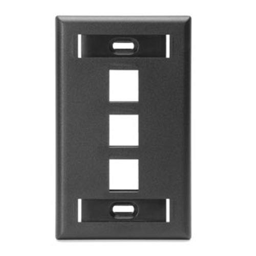 Main product image of Single-Gang Quickport, Wallplate w/ ID Windows, 3-port (Black)