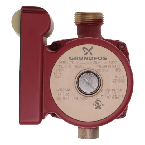 1/2" Sweat UP15-18BUC5 1-Speed Bronze Circulator Pump, 115V, 1/25 HP