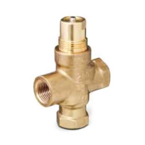 Main product image of 3/4" 3-Way N/O Brass Globe Valve Body, Female x Female (6.3 Cv)
