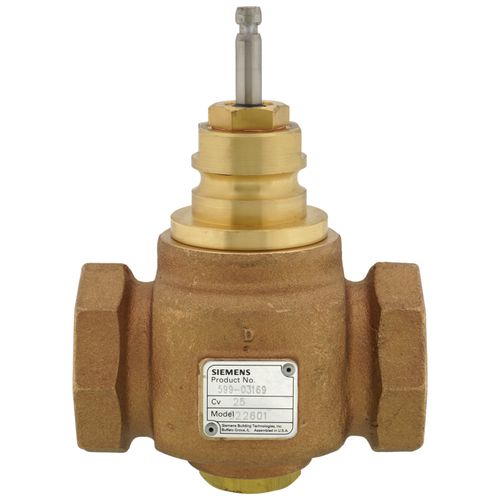 Main product image of 1-1/2" 2-Way N/O Brass Equal Percentage Valve Body, Female x Female (25 Cv)