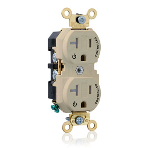 Main product image of Duplex Receptacle Heavy Duty Two Outlets Marked Controlled 20A 125V NEMA 5-20R 2P 3W (Ivory)
