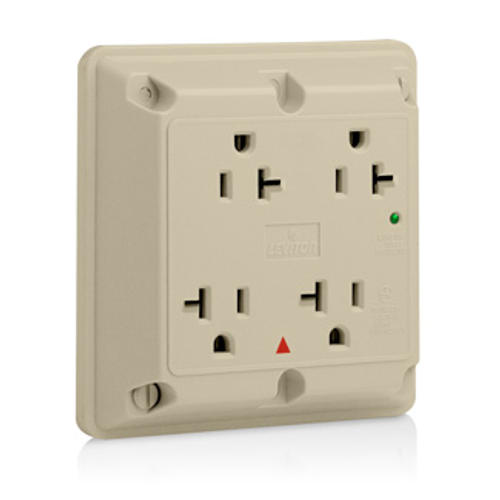 Main product image of 4-in-1 SuRGe Protective Isolated Ground Quadruplex Receptacle Outlet,  20A, 125V Side Wire, NEMA 5-20R, 2-Pole, 3-Wire (Ivory)