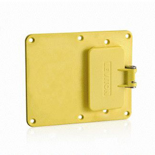 Main product image of Two-Gang, 1-GFCI w/ Weather-resistant Flip-lid, 1-blank Coverplate (Yellow)