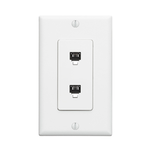 Main product image of Decora Telephone Wall Jack Assembly, 6p4c + 6p4c, Screw Terminals (White)