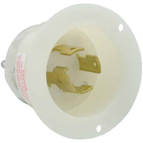 Main product image of 30A, 120/208V 3-Phase Y, NEMA L18-30P, 4P, 4W, Flanged Inlet Locking Receptacle, Non-Grounding (White)
