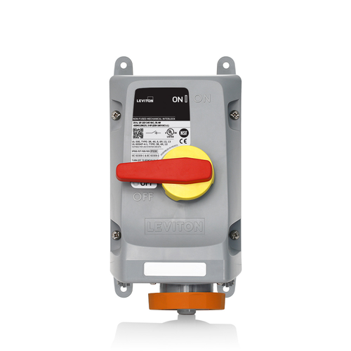 Main product image of 20A, 125/250V 3P, 4W, LEV Series IEC 60309-1 & 60309-2 Pin & Sleeve Mechanical Interlock, IP66/IP67/IP68/IP69/IP69K, Watertight, Non-Fused (Orange)