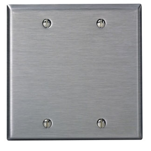 Main product image of 2-Gang Blank Wallplate, Standard Size, Non-magnetic Stainless Steel