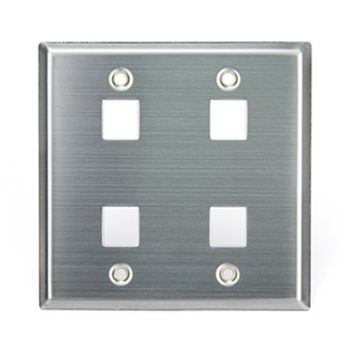 Main product image of Stainless Steel Quickport, Wallplate, Dual Gang, 4-port