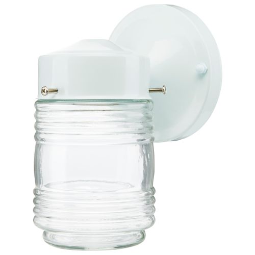 Main product image of 1 Light 6" Porch Wall White Mason Jar w/ Clear Glass (Pack of 3)