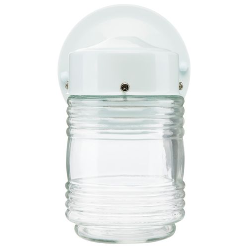Main product image of 1 Light 6" Porch Wall White Mason Jar w/ Clear Glass (Pack of 3)