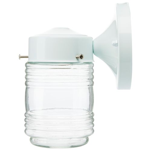 Main product image of 1 Light 6" Porch Wall White Mason Jar w/ Clear Glass (Pack of 3)