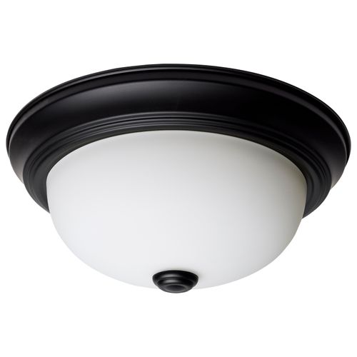 Main product image of 2 Light 11" Flush Mount Matte Black Finish Opal Glass