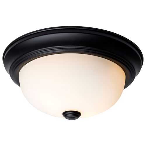 Main product image of 2 Light 11" Flush Mount Matte Black Finish Opal Glass