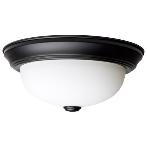 Main product image of 2 Light 11" Flush Mount Matte Black Finish Opal Glass