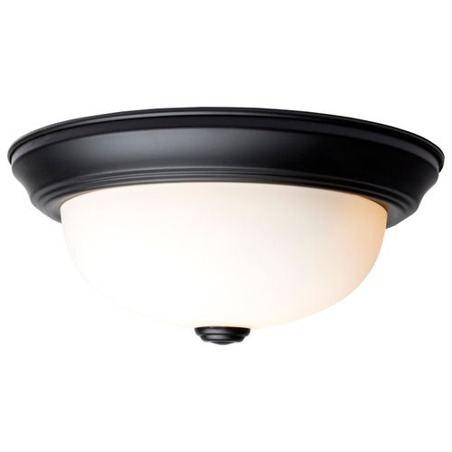 Main product image of 2 Light 11" Flush Mount Matte Black Finish Opal Glass