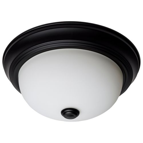 Main product image of 2 Light 11" Flush Mount Matte Black Finish Opal Glass