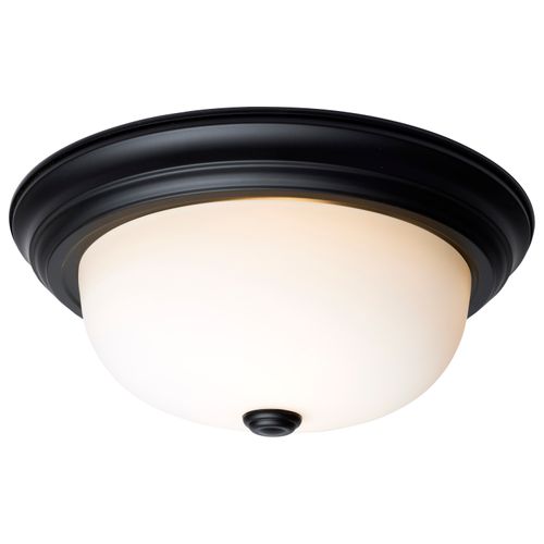 Main product image of 2 Light 13" Flush Mount Matte Black Finish Opal Glass