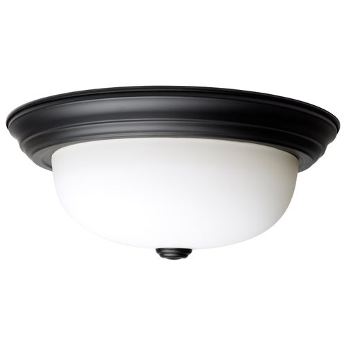 Main product image of 2 Light 13" Flush Mount Matte Black Finish Opal Glass