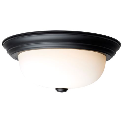 Main product image of 2 Light 13" Flush Mount Matte Black Finish Opal Glass