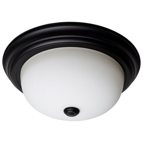 Main product image of 2 Light 13" Flush Mount Matte Black Finish Opal Glass