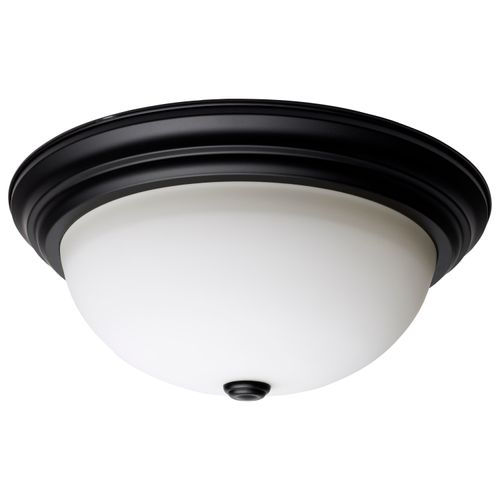 Main product image of 3 Light 15" Flush Mount Matte Black Finish Opal Glass