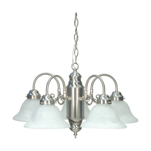 Main product image of 5 Light Chandelier Brushed Nickel / Alabaster Glass