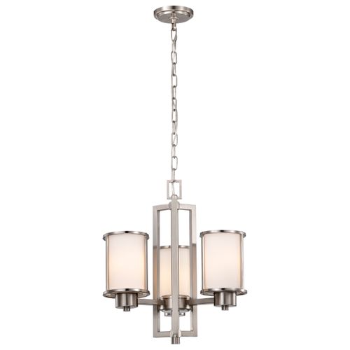 Main product image of Odeon 3 Light (convertible up/down) Chandelier w/ Satin White Glass