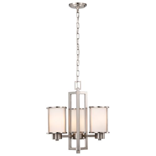 Main product image of Odeon 3 Light (convertible up/down) Chandelier w/ Satin White Glass