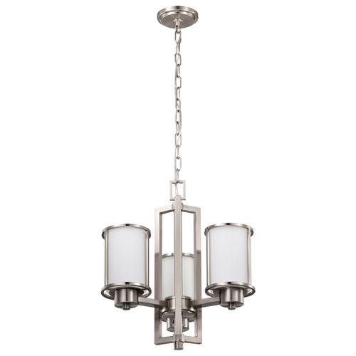 Main product image of Odeon 3 Light (convertible up/down) Chandelier w/ Satin White Glass