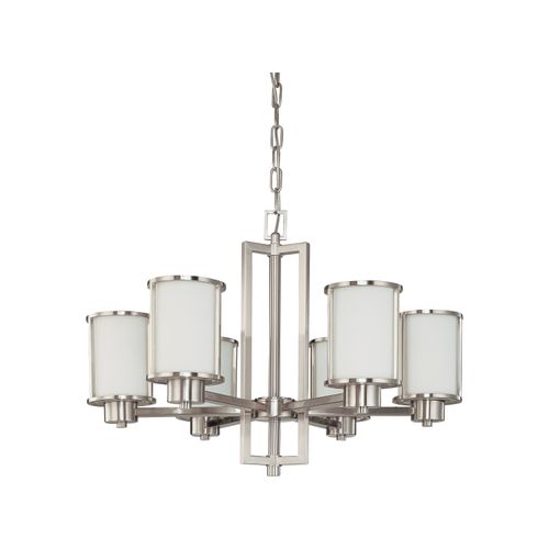 Main product image of Odeon 6 Light (convertible up/down) Chandelier w/ Satin White Glass